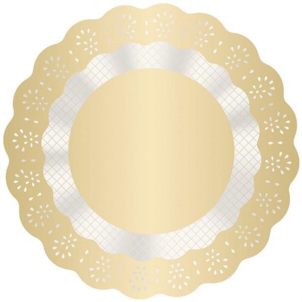 Tapetinho para Doces Rendado Redondo Ouro 7 cm - 100 Un
