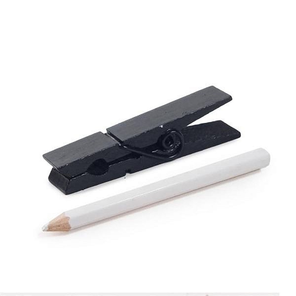 Prendedor com Lapis Preto 7,2x1,8 - 4 Peças