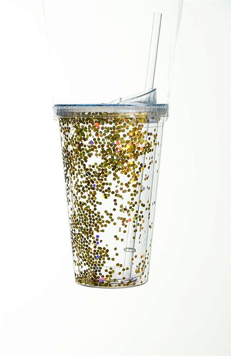 Copo Gift Brilhar Glitter Dourado 10x17