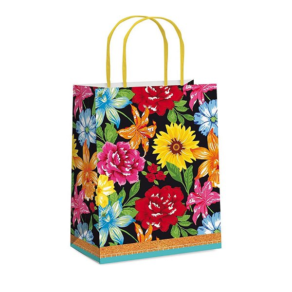 Festa Junina - Sacola Papel Floral 21,5x15x8 - 10 Un Cfsc