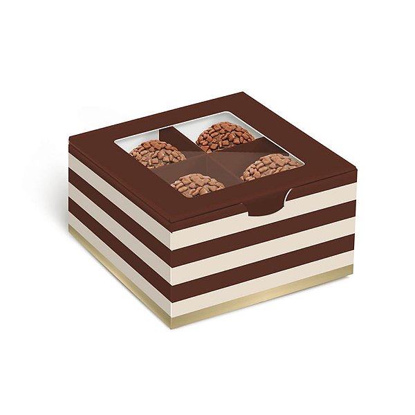 Caixa Para 4 Brigadeiros 8,5x8,5x4,5cm - 10 Un