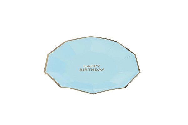 Prato Papel H.Birthday Azul Bebe - 10 Un