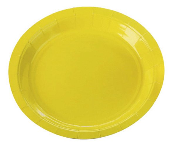 Prato Papel Liso Amarelo - 10 Un