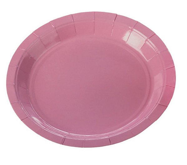 Prato Papel Liso Rosa Bebe - 10 Un