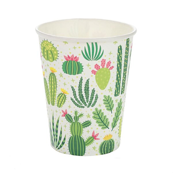 Copo de Papel 270ml Cactos - 10 Un