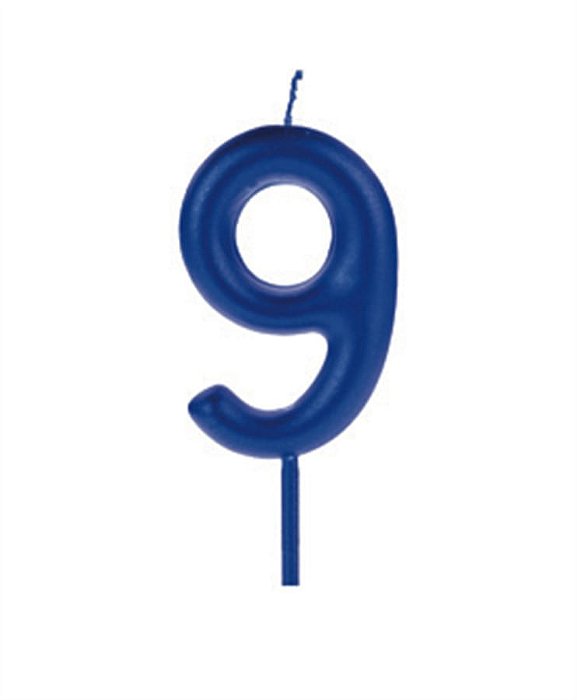 Vela Big Metalizada 8,5cm Azul Nº 9