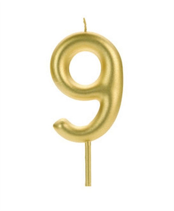 Vela Big Metalizada 8,5cm Dourada Nº 9