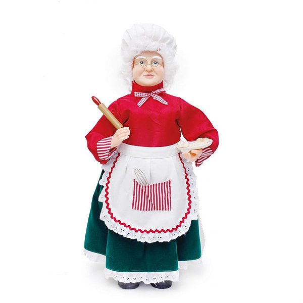 Boneco de Mamãe Noel Noel com Rolo de Macarrão de 48cm