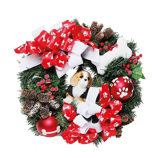Guirlanda Dog Vermelho e Branco 40cm