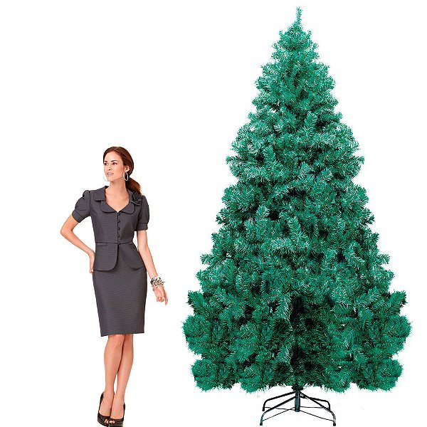 Árvore de Natal Santiago 1800 Hastes com Base de Metal Verde 3 Metros