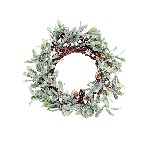Guirlanda de Natal Verde e Marrom e Branco 40cm (Guirlanda de Natal Decoradas)