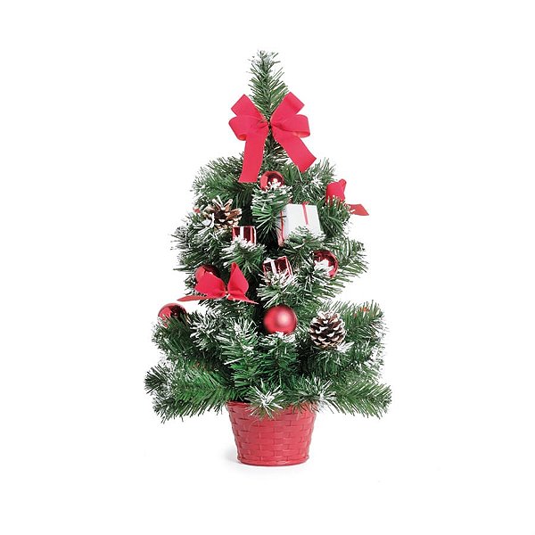 Mini Pinheiro Decorado Vermelho e Verde 50cm