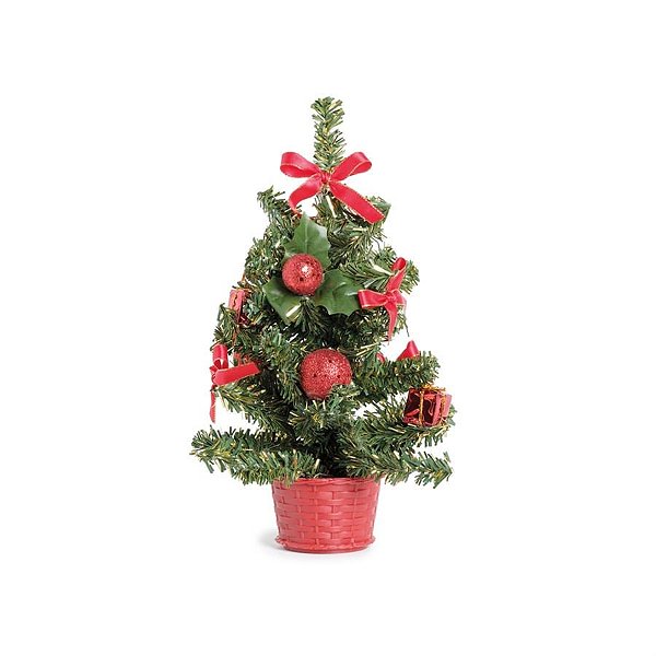Mini Pinheiro Decorado Vermelho e Verde 25cm