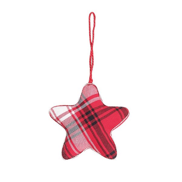 Enfeite para Pendurar - Estrela Xadrez Vermelho e Preto - 2 Un
