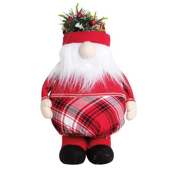 Kringle em Pé Xadrez Vermelho e Preto e Branco