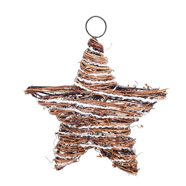 Estrela em Rattan Marrom e Branco 20cm