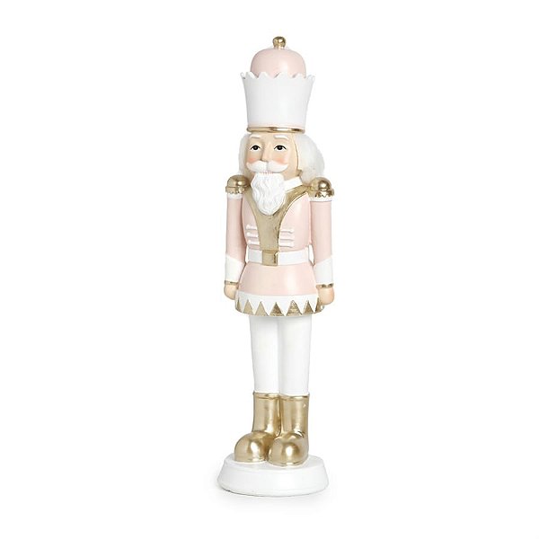 Soldado de Chumbo em Resina Branco e Rosa Claro e Ouro G