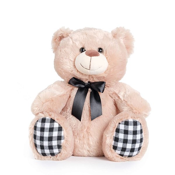 Urso de Pelúcia Xadrez Bege e Preto e Branco 30cm - 2 Un