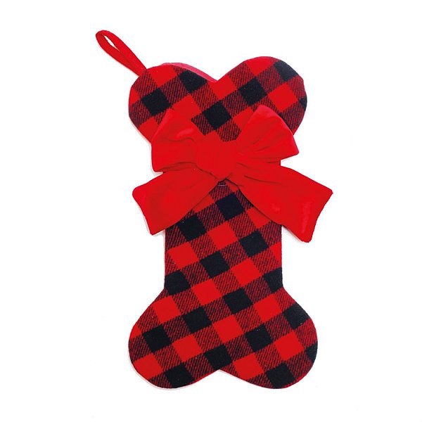 Enfeite para Porta - Osso Xadrez Vermelho e Preto