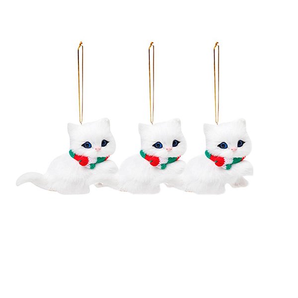 Enfeite para Pendurar - Gato Angora Cachecol Branco - 3 Un
