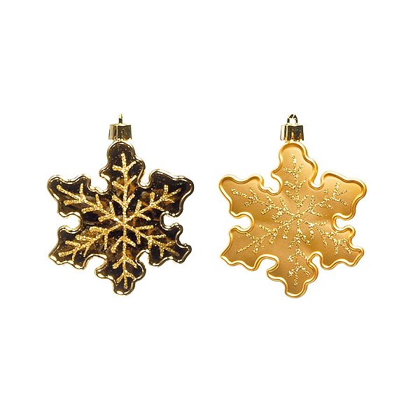 Floco de Neve para Pendurar Ouro 10cm (Enfeites) - 3 Peças