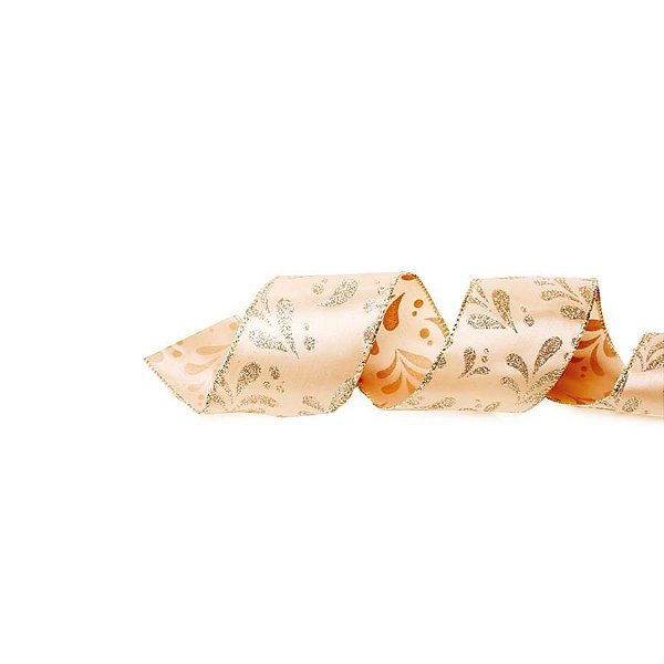 Fita de Natal Folhas Nude 3,8cm - 1 Un