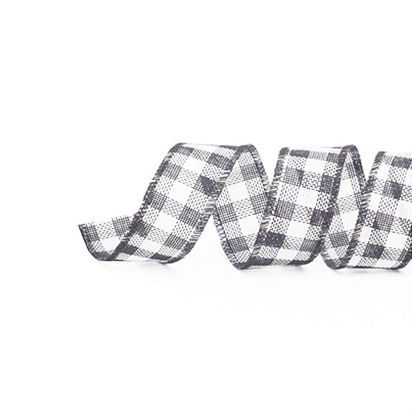 Fita de Natal Xadrez Preto e Branco 6,3cmx9,14m - 1 Rolo