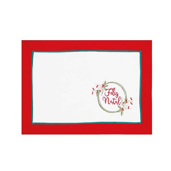 Lugar Americano Azevinho Branco e Vermelho e Verde 35X50