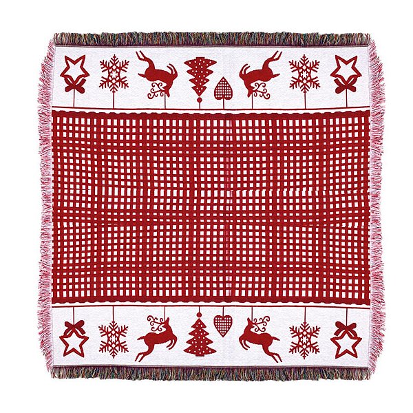 Manta Natalina Vermelho e Branco 125X150