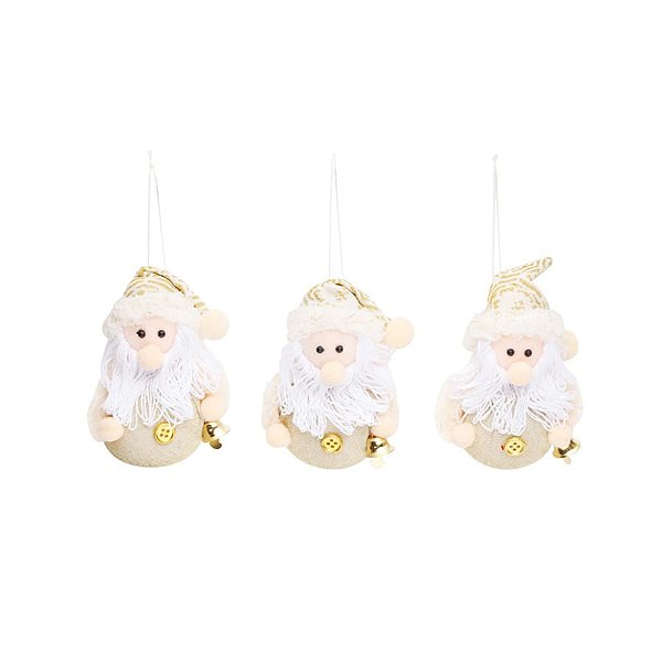 Enfeite para Pendurar - Noel Bolinha Ouro e Branco - 3 Un
