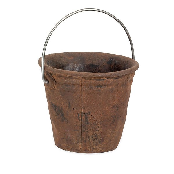 Vaso Terracota com Alça Alta de Ferro 16x16x14
