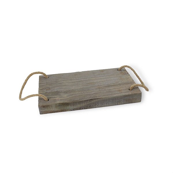 Bandeja em Madeira Alça de Sisal - M 40x25x5