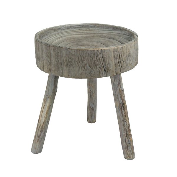 Banqueta em Madeira Redonda Natural 29x29x35