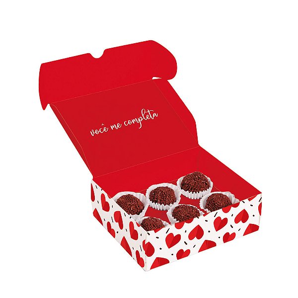 Caixa Para 4 Brigadeiros Te Amo 9x9x4,5cm - 10 Un