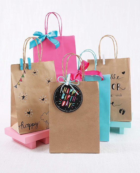 Sacola Papel Kraft Garrafa 35x13x8 - 1 Un