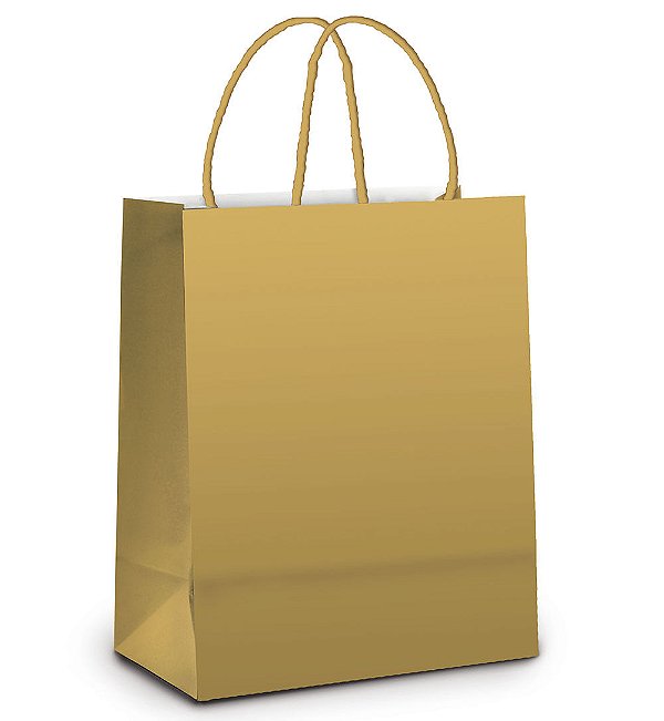 Sacola Papel Ouro Fosco P 21,5x15x8 - 10 Un