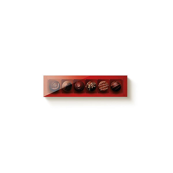 Caixa Retangular com Tampa Pvc para 6 Docinho Vermelho 24,2x6x4 - 10 Un