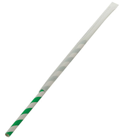 Canudo de Papel Embalado Verde com Branco - 100 Un