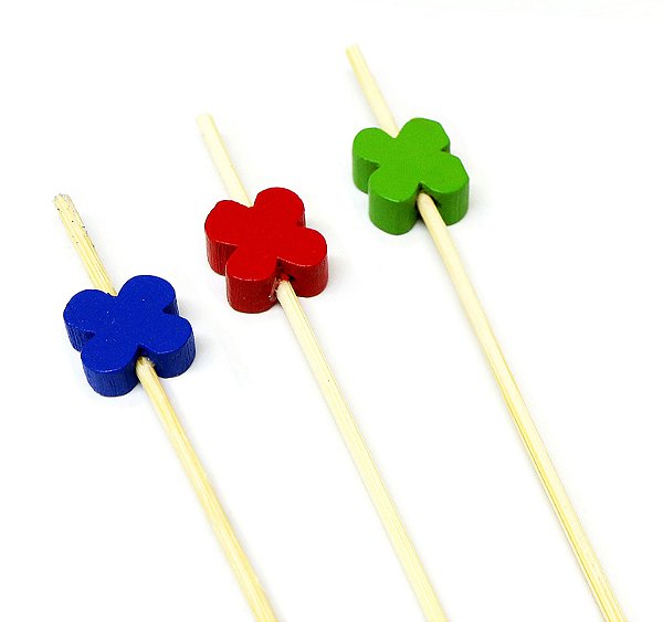 Palito em Bambu Para Petiscos 12cm X Colorido - 20 Un