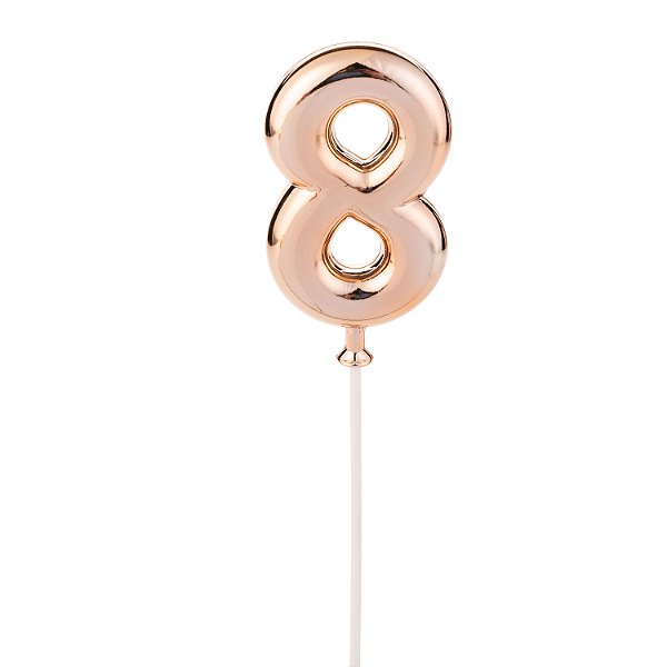 Topo de Bolo Rosê Gold Número 8