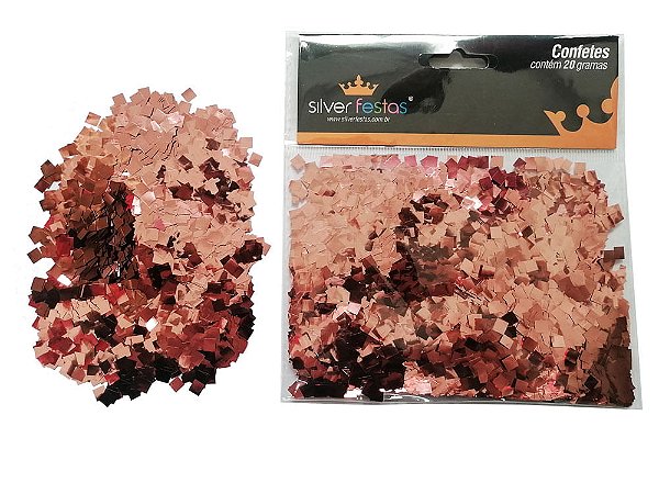 Confetes 20g Mini Quadrado Rosê Gold