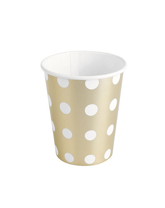 Copo de Papel 270ml Poá Dourado 270ml - 10 Un