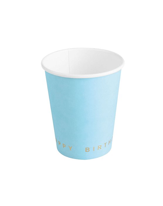 Copo de Papel 270ml Happy Birthday Azul Bebê - 10 Un