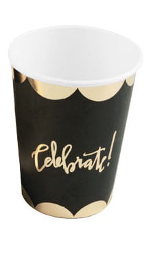 Copo de Papel Celebrate Preto - SilverPlastic - 10 un