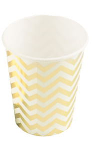 Copo de Papel 270ml Chevron Dourado - SilverPlastic - 10 un