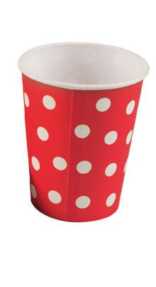 Copo Papel Poá Vermelho 270ml - 10 Un