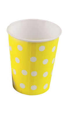 Copo Papel Poá Amarelo 270ml - 10 Un