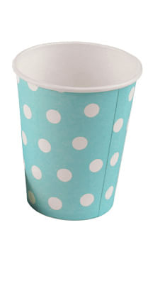 Copo Papel Poá Azul Bebê 270ml - 10 Un