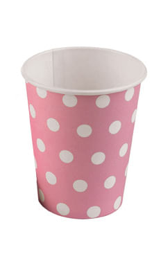 Copo Papel Poá Rosa Bebê 270ml - 10 Un