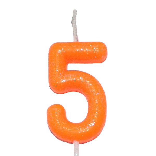Vela Laranja Neon Número 5